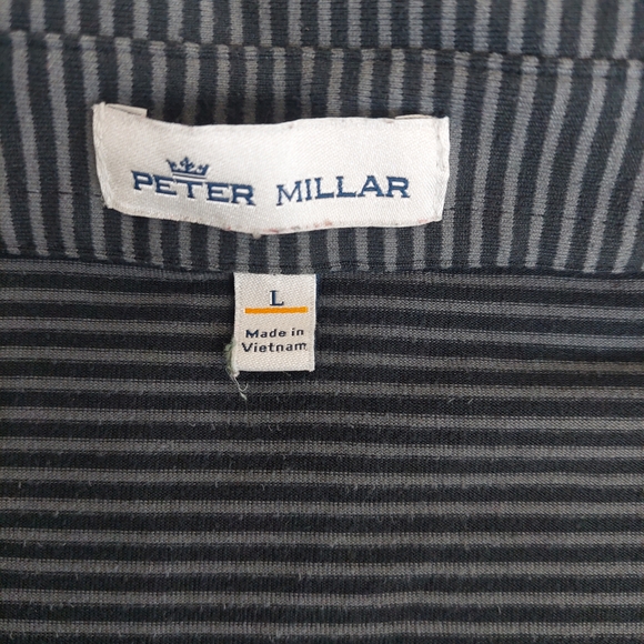 Peter Millar Lyons Stripe Performance Long-Sleeve Golf Polo - Men's Large Black - Picture 2 of 8